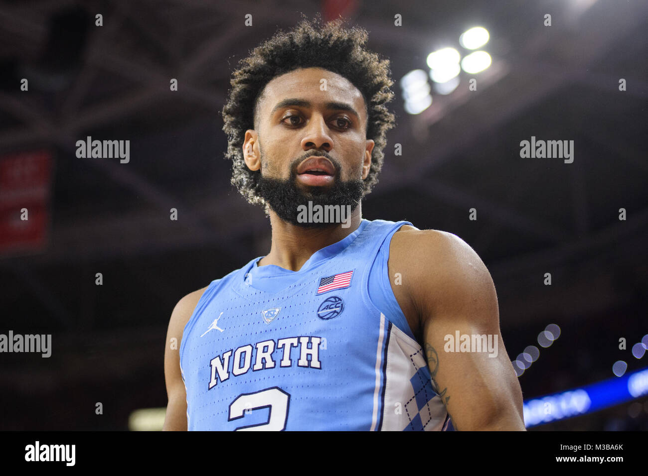 North Carolina Tar Heels guard Joel Berry II (2) during the NCAA College Basketball game between the North Carolina Tar Heels and the NC State Wolfpack at PNC Arena on Saturday February 10, 2018 in Raleigh, NC. Jacob Kupferman/CSM Stock Photo