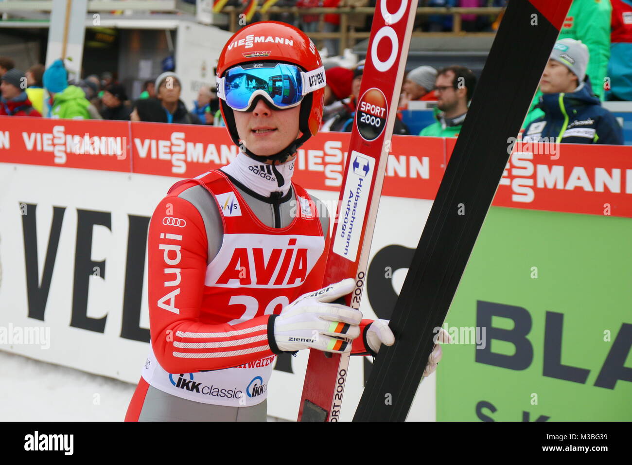 Stephan Leyhe (SC Willingen) nach seinem Wettkampf an der Hochfirstschanze Stock Photo