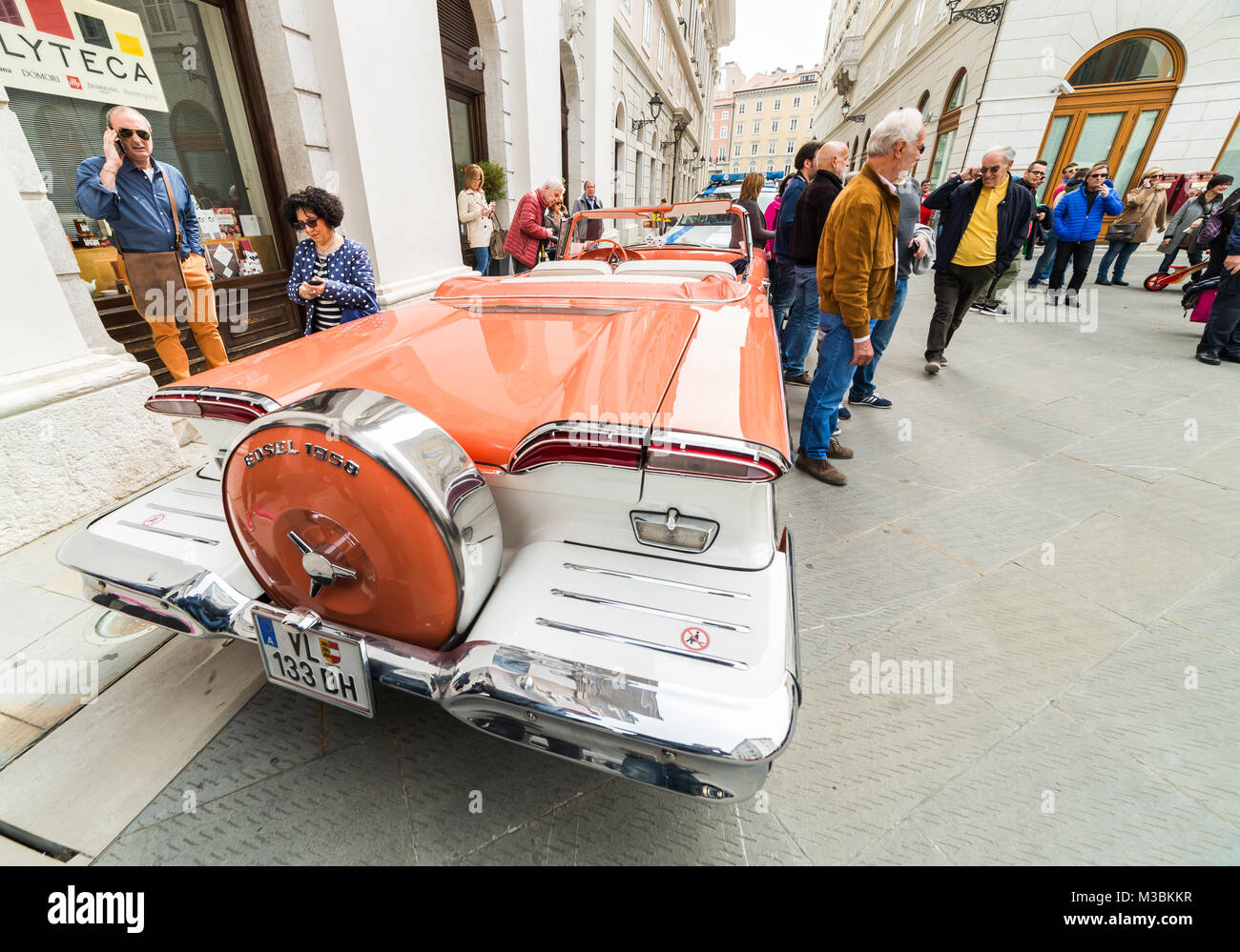 TRIESTE, ITALY - APRIL 3: Photo of a Edsel 1958 on the Trieste Opicina Historic. APRIL 3, 2016. Trieste Opicina Historic is regularity run for vintage Stock Photo