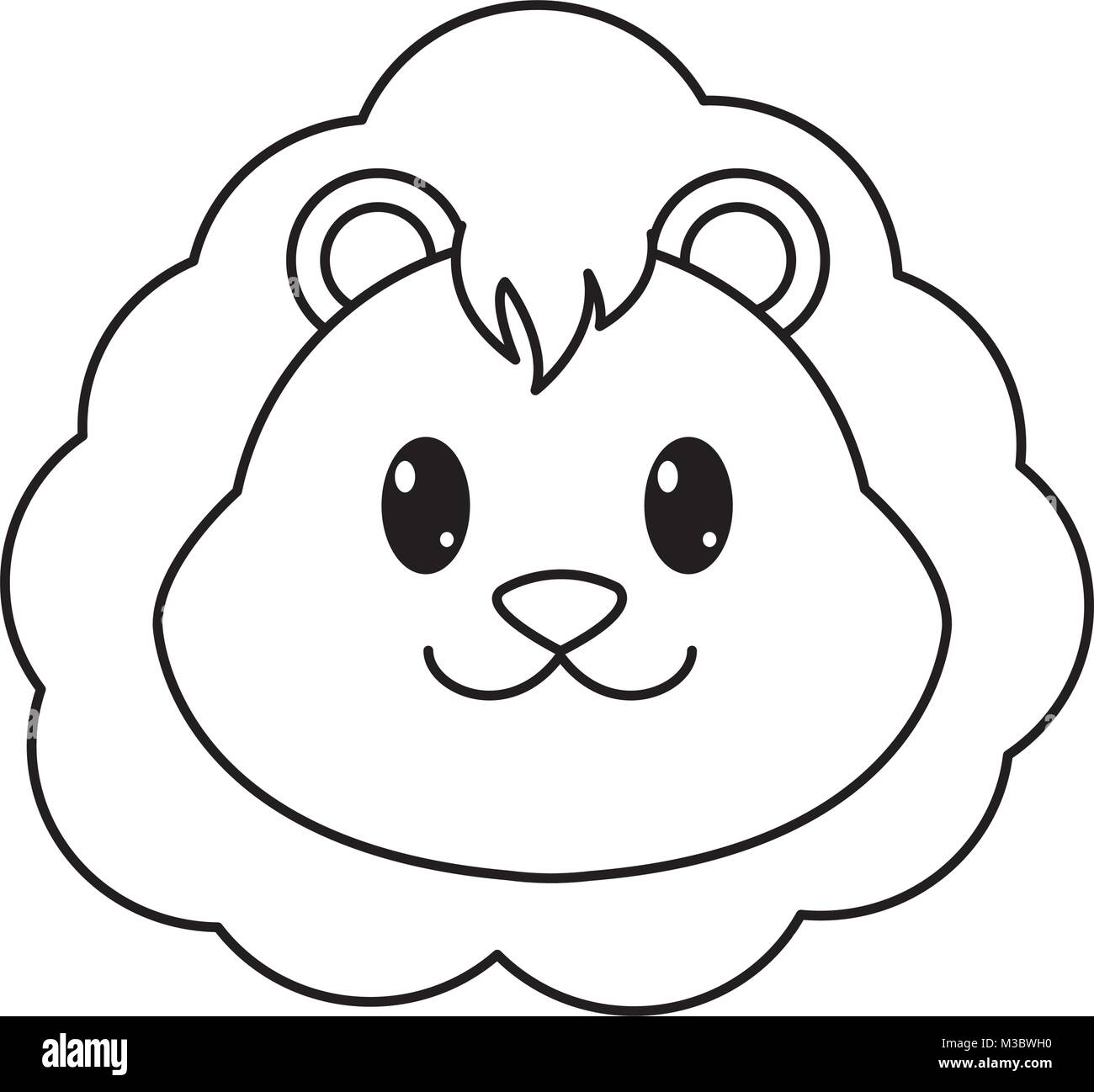 line lion head cute animal character Stock Vector Image & Art - Alamy