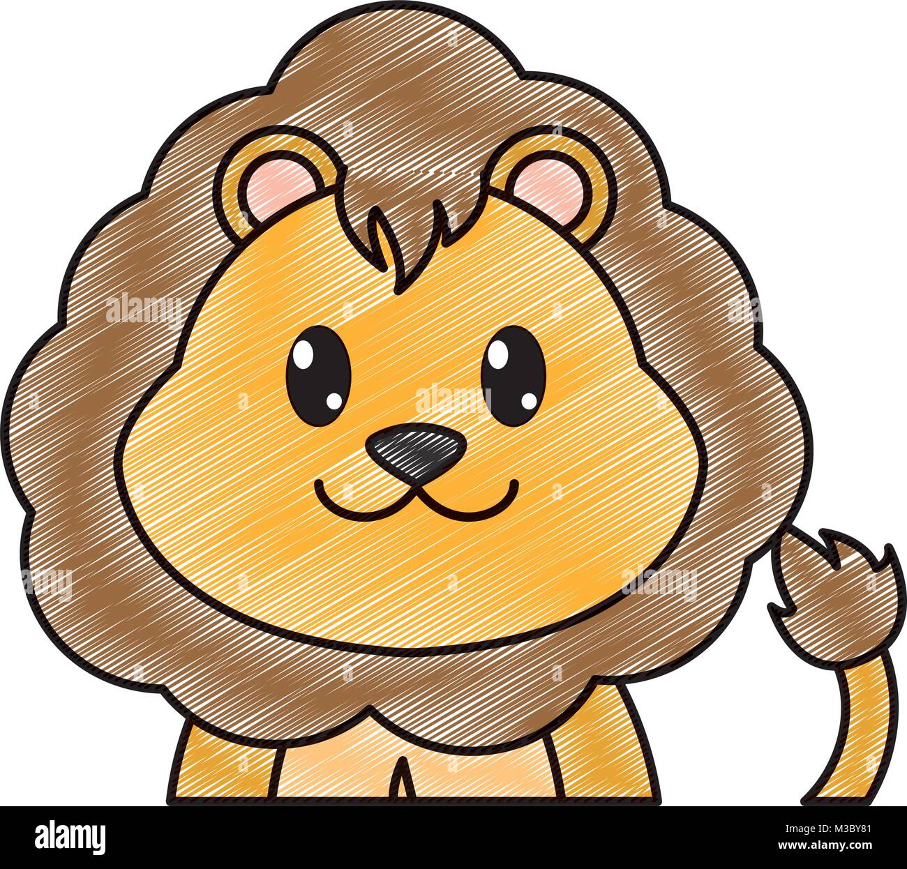 grated adorable lion cute animal character Stock Vector Image & Art - Alamy