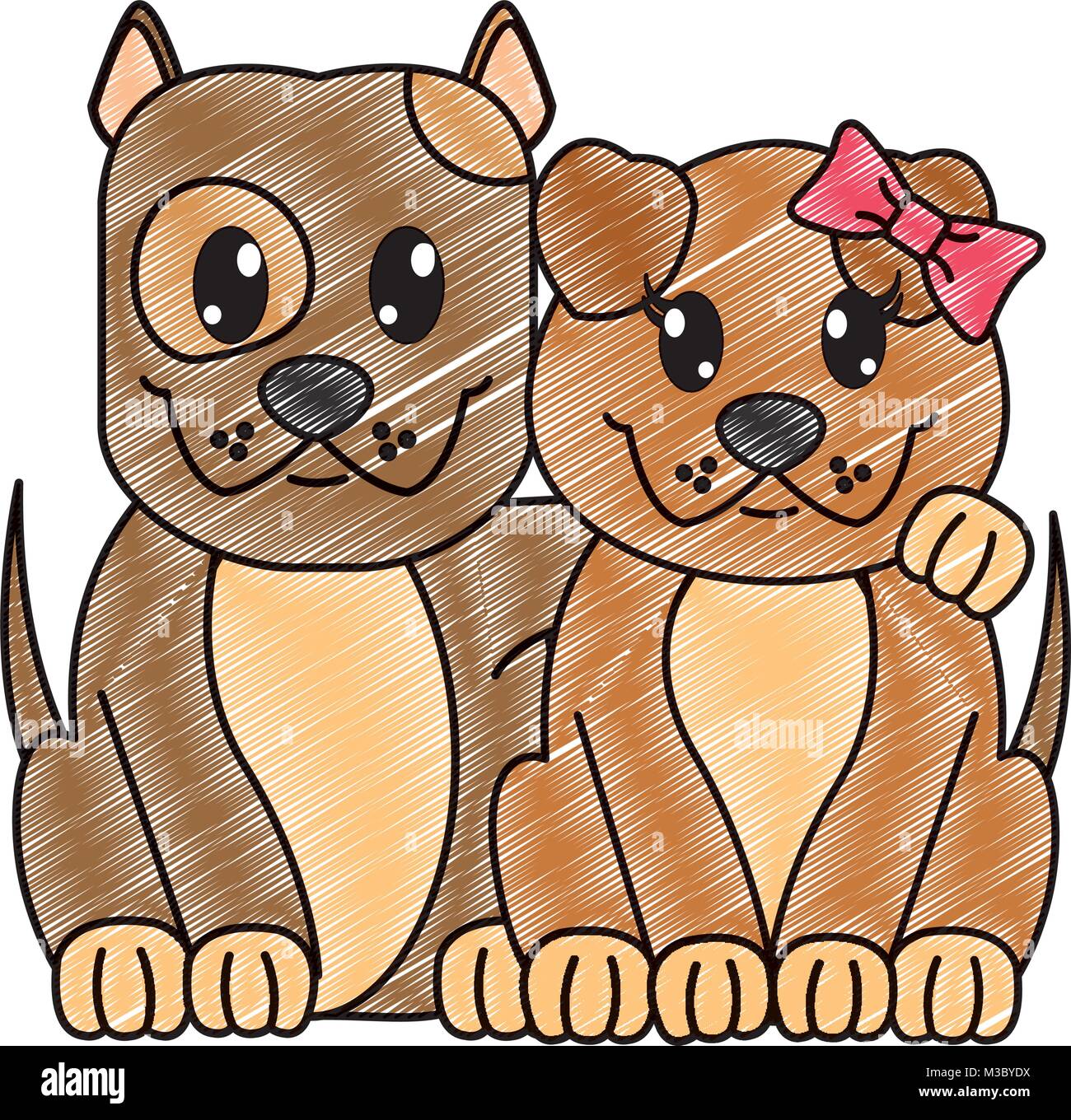 Grated Couple Dog Cute Animal Together Stock Vector Image Art Alamy