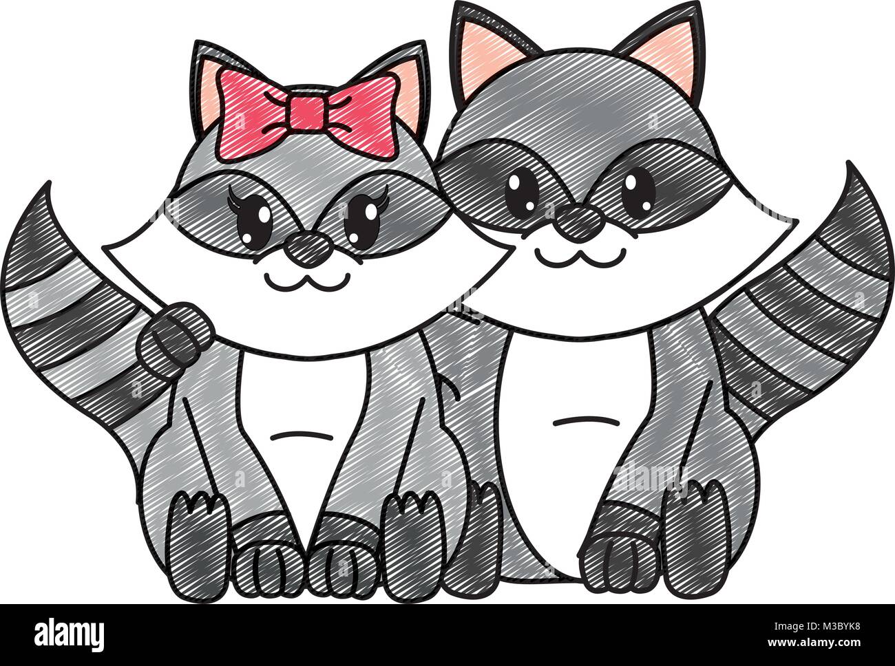 grated raccoon couple cute animal together Stock Vector Image & Art - Alamy