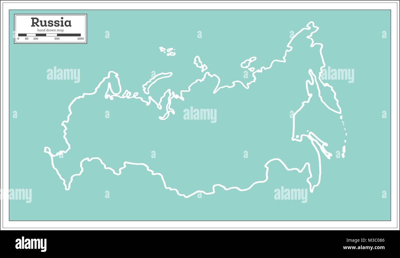 Russia Map in Retro Style. Outline Map. Vector Illustration. Stock Vector