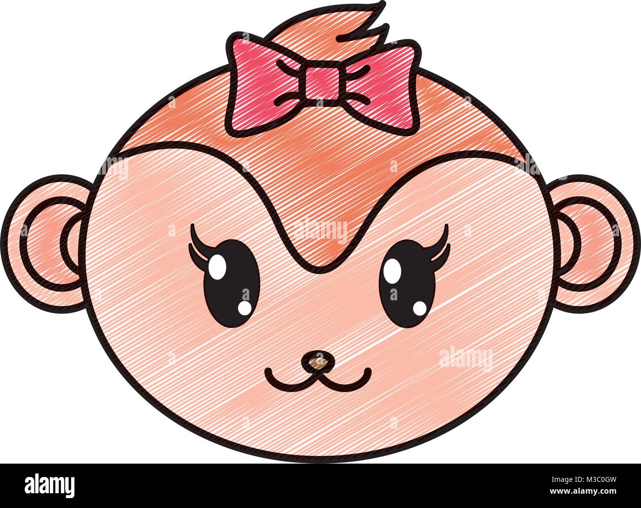 grated female monkey head cute animal Stock Vector Image & Art - Alamy