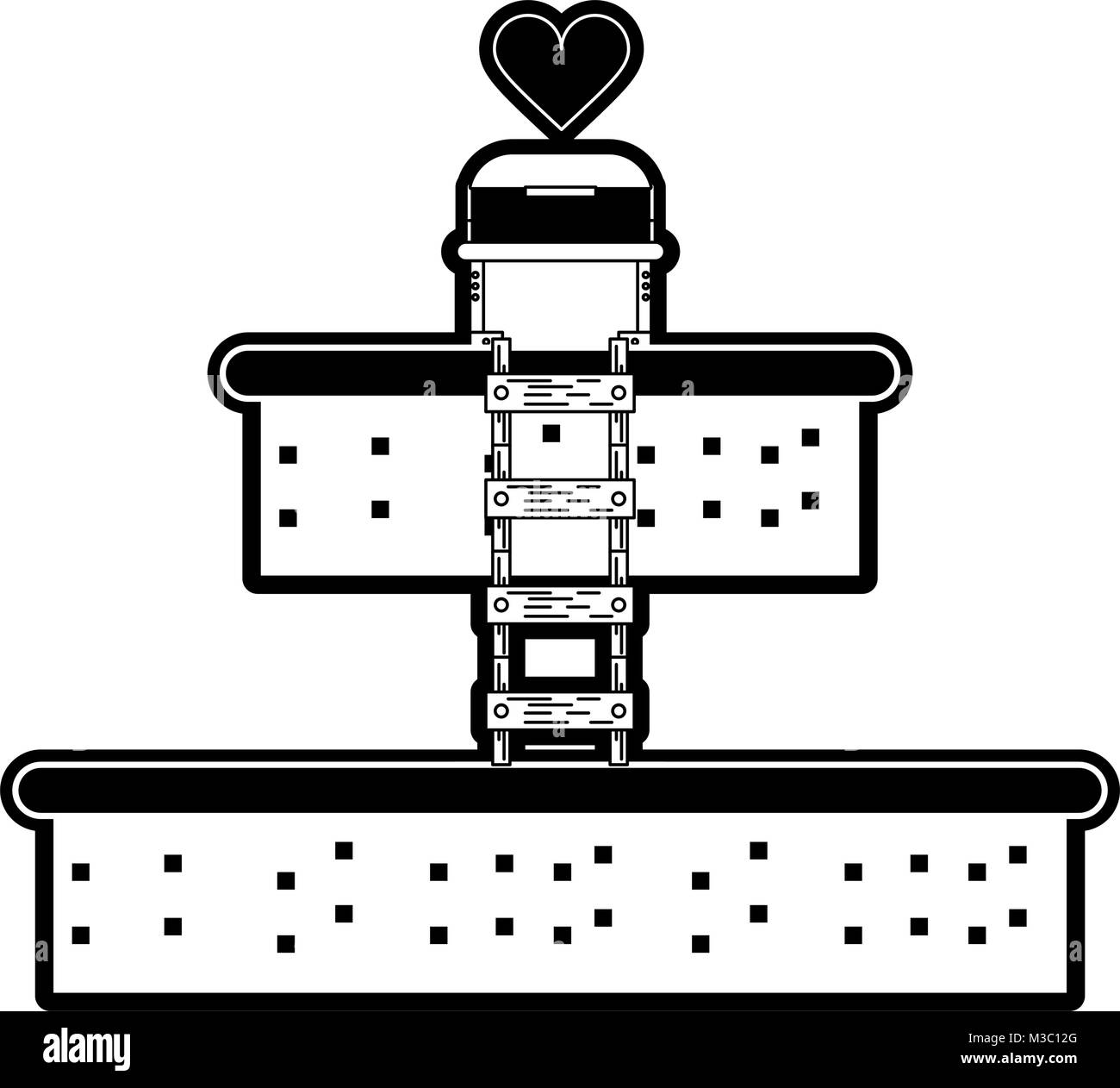 Video game heart pixelated icon Black and White Stock Photos & Images ...