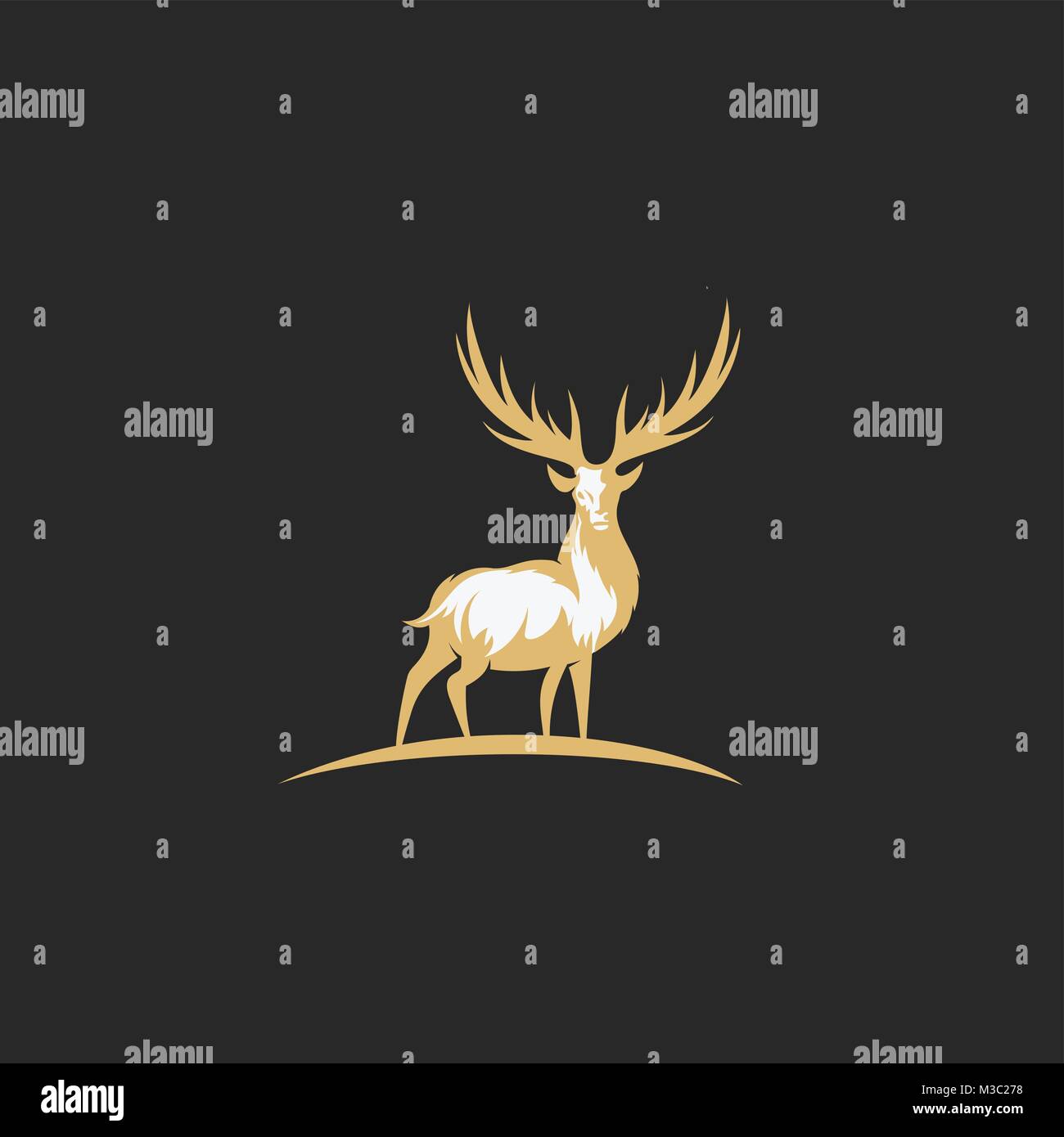 Golden and white chirstmas deer vector illustration. Stock Vector