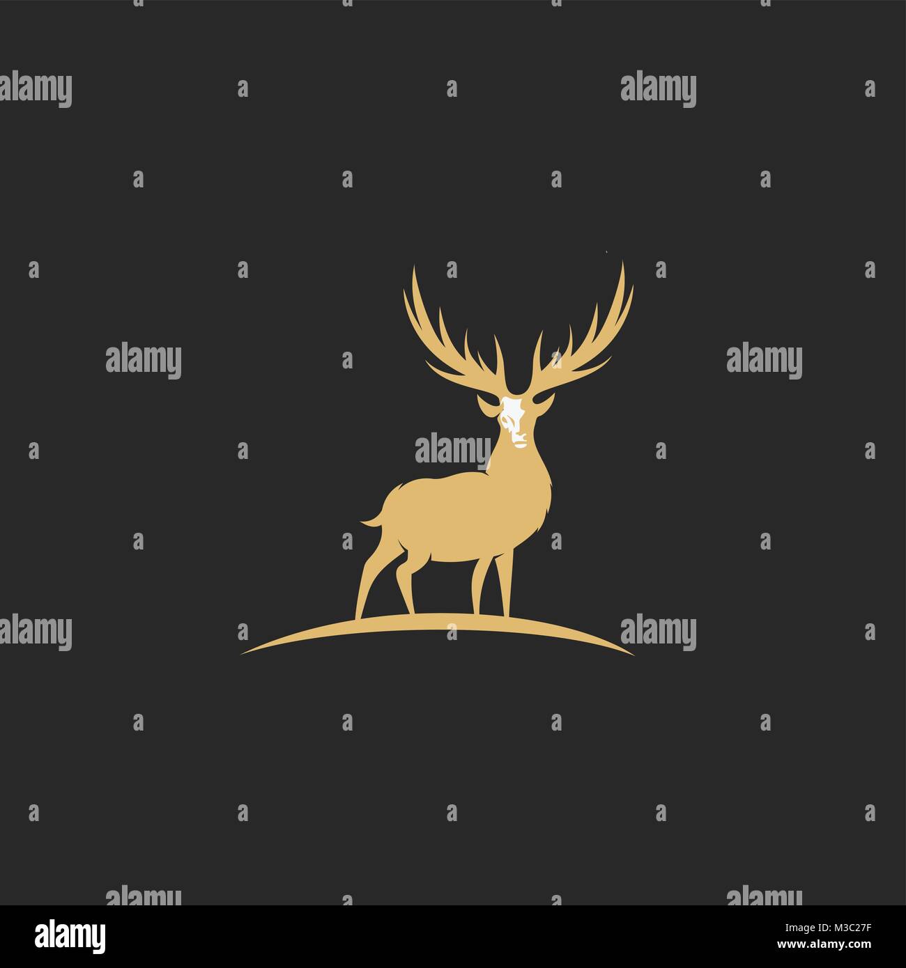 minimal logo of golden deer vector illustration. Stock Vector