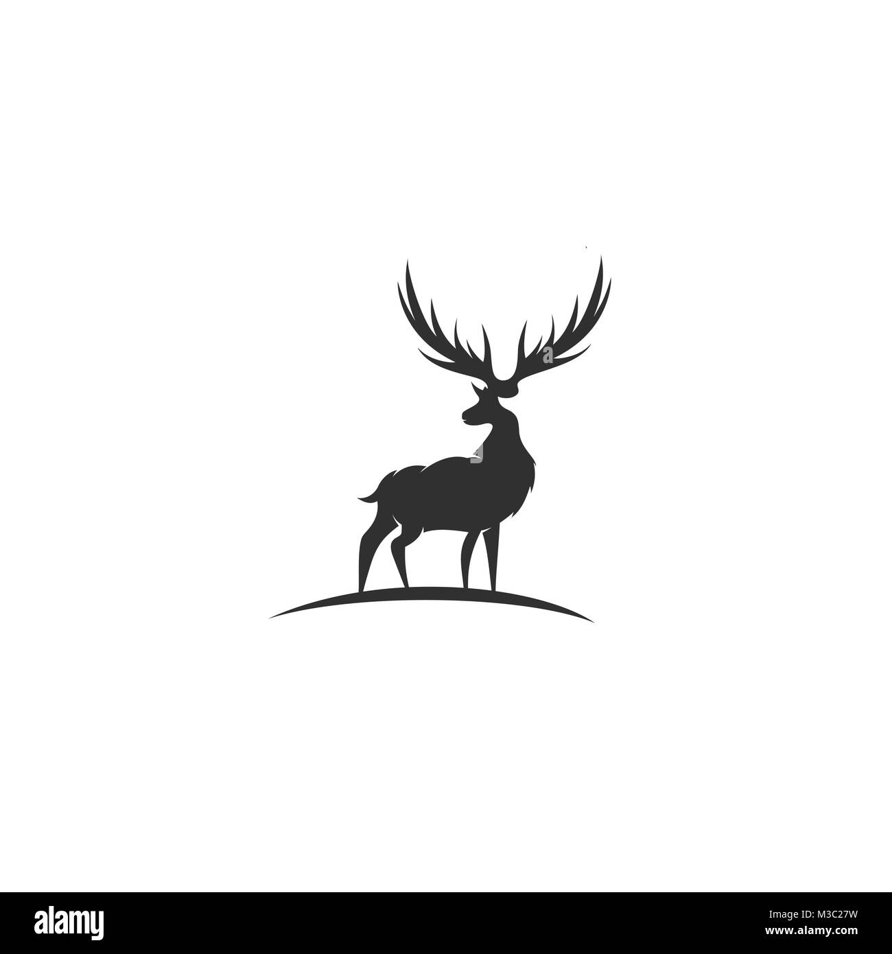 Black deer with great antler vector illustration. Stock Vector