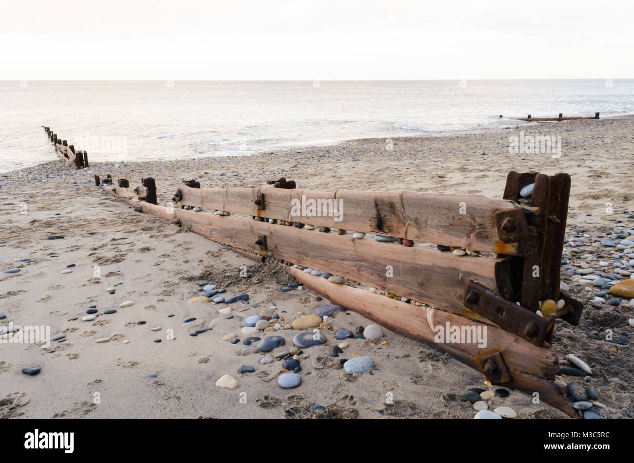 Old Wooden Groynes (1953) on Seaham Beach, Seaham. The Groynes were ...