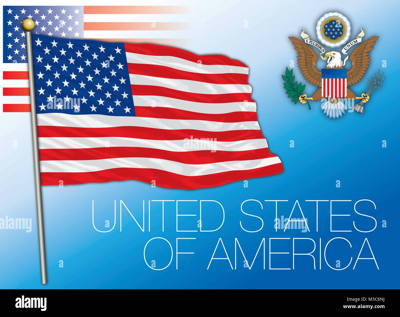 United States of America flag and seal Stock Vector