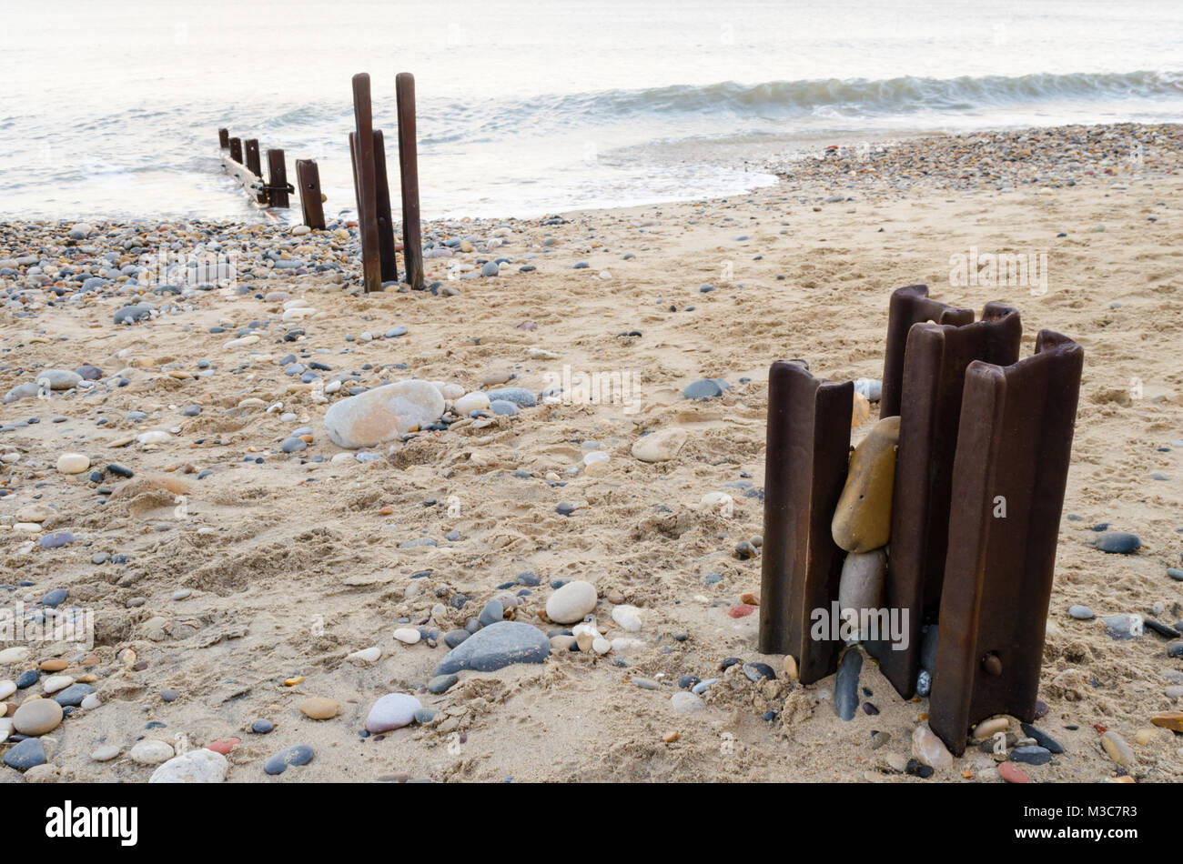 Supports from Old Groynes (1953) on Seaham Beach, Seaham. The Groynes ...