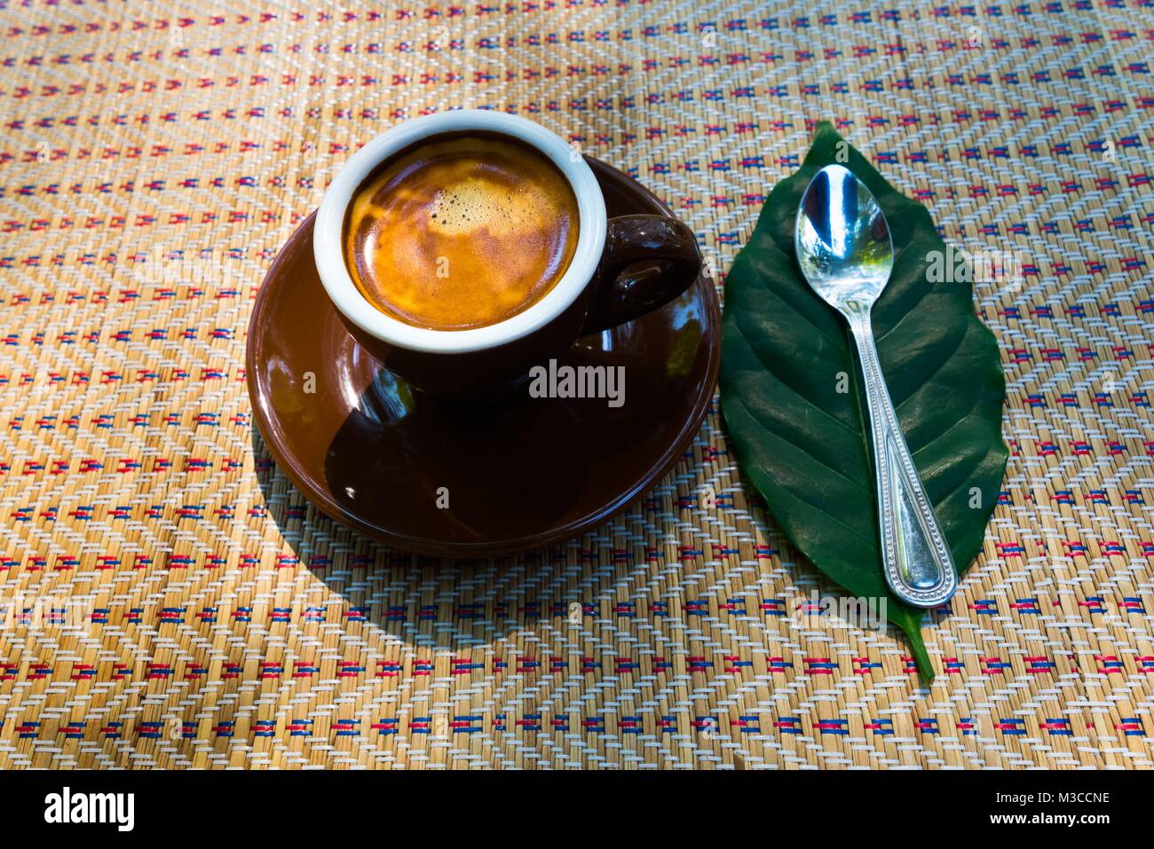 Strong coffee on the wooden background. Fresh coffee. Espresso Coffee in cup Stock Photo