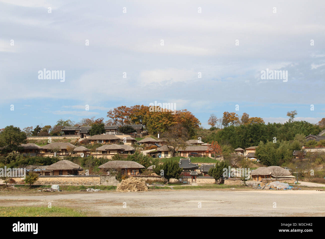 Gyeongju Yangdong Folk Village with korean traditional houses and beautiful surrounding in