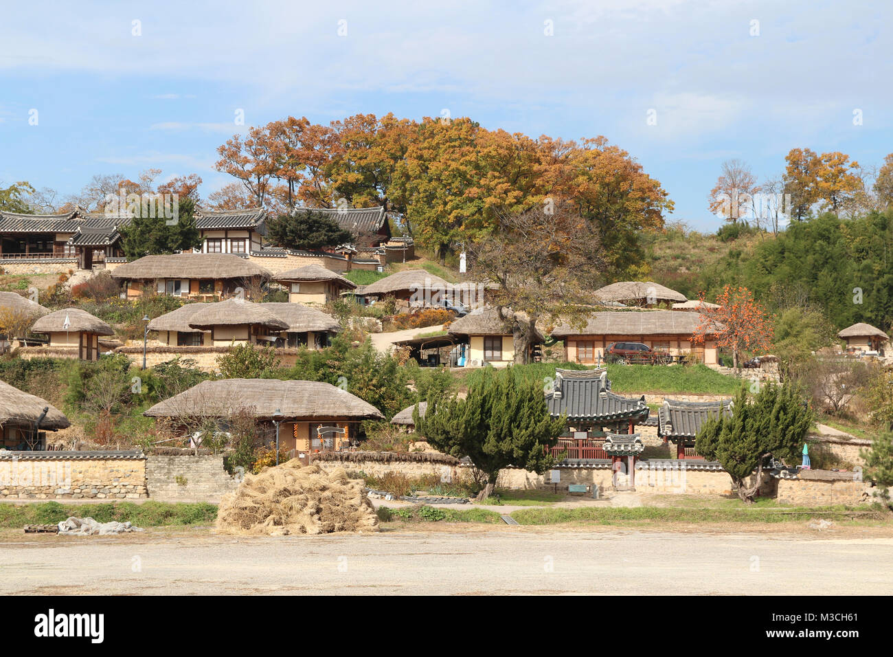 Gyeongju Yangdong Folk Village with korean traditional houses and beautiful surrounding in