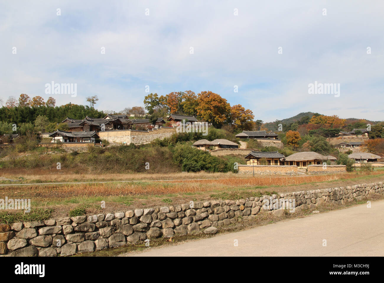 Gyeongju Yangdong Folk Village with korean traditional houses and beautiful surrounding in