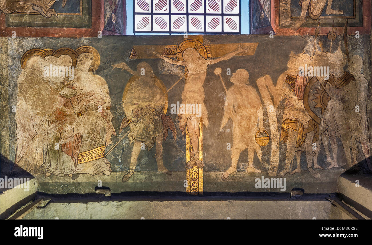 Late Romanesque murals, around 1260, St Maria zur Hohe (Hohnekirche, Church of St Mary on the Hill), in Soest, North Rhine-Westphalia, Germany Stock Photo