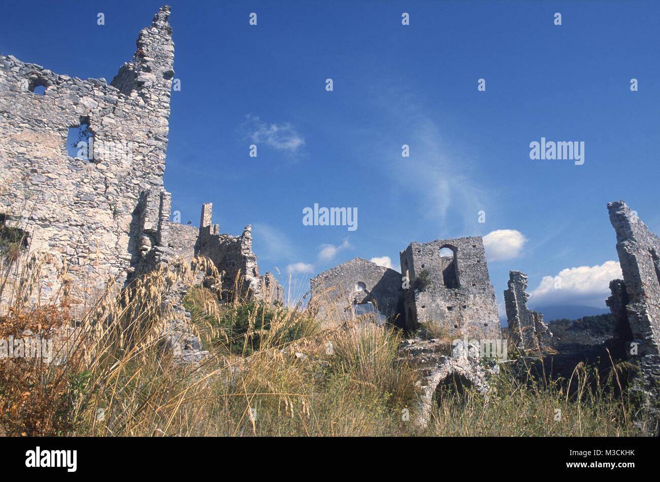 Calabria (Italy) the Cedar Coast, ruins of the ancient medieval village of Cirella Vecchia Stock Photo