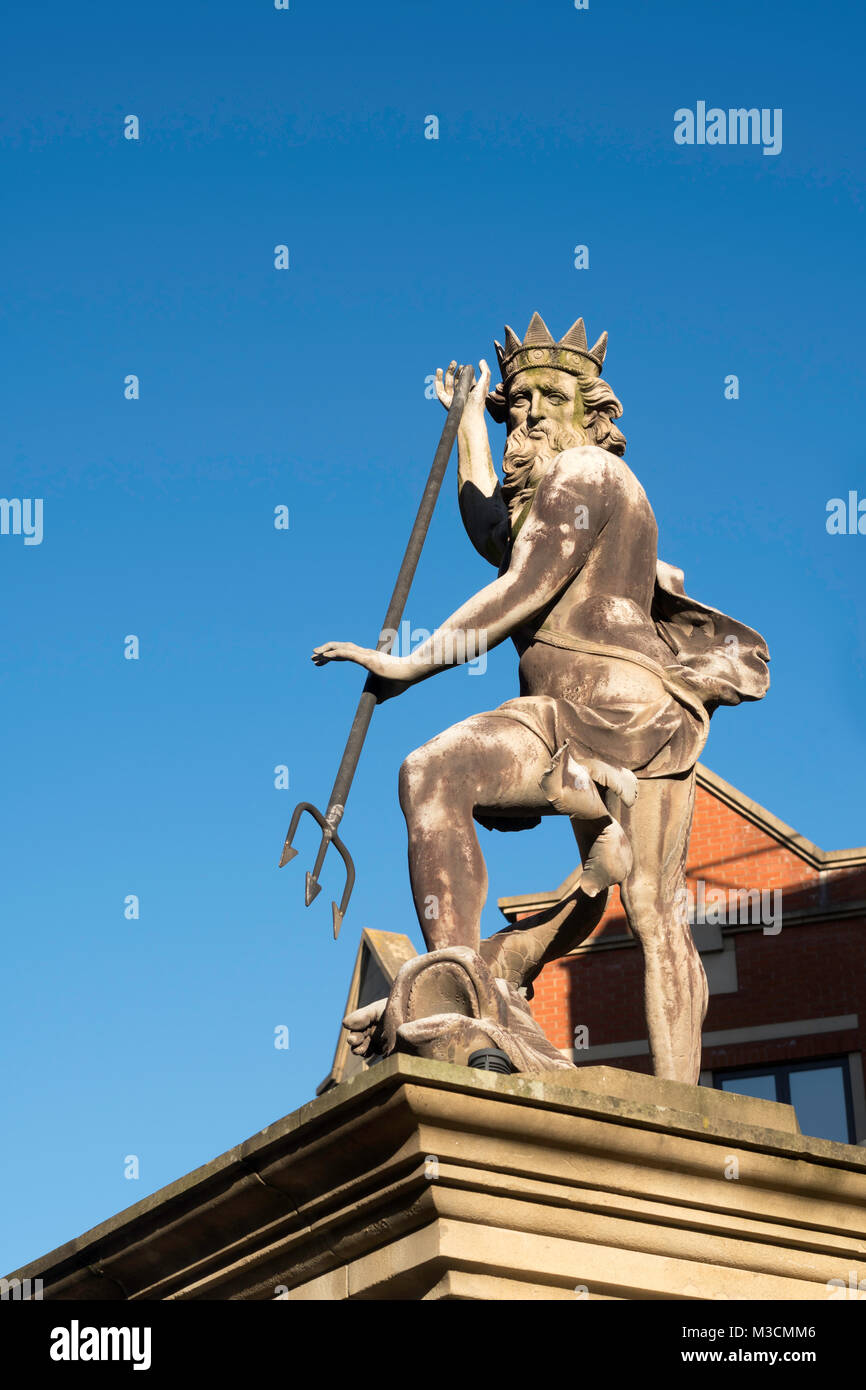 Statue of Neptune in the market place of Durham City, north east England, UK Stock Photo