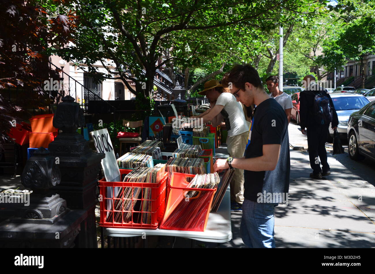 vintage vinyl street sale in park slope brooklyn new york USA Stock Photo