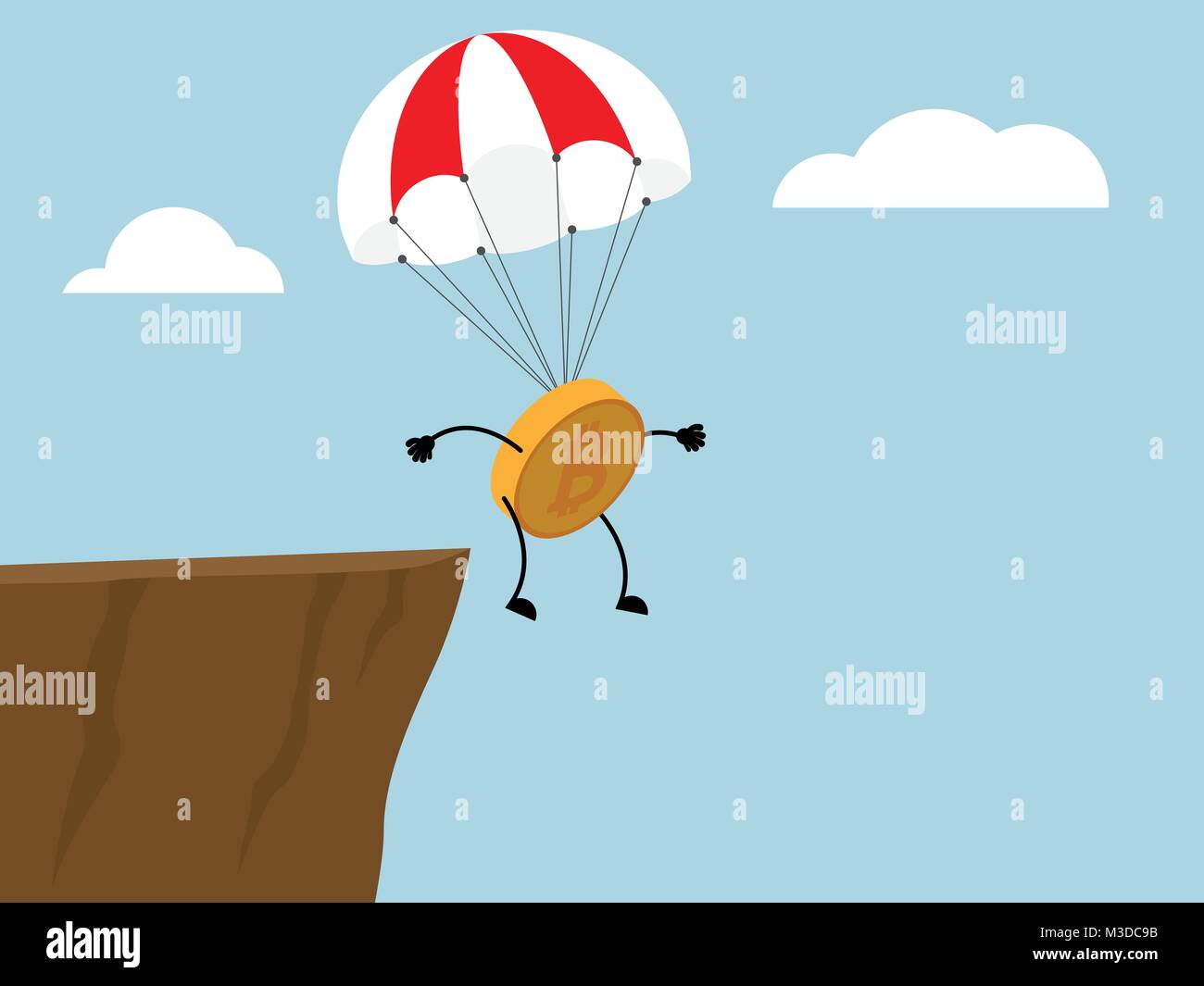 illustration of bitcoin jumping from cliff with parachute cryptocurrency  concept Stock Vector Image & Art - Alamy