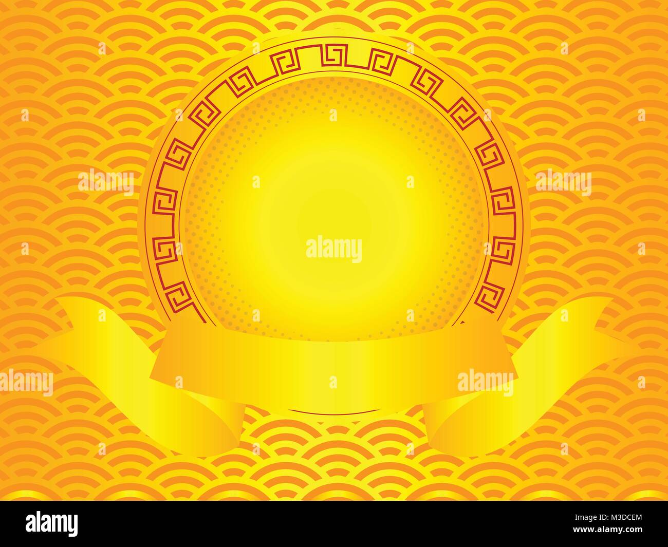 illustration of chinese round space with golden color background Stock  Vector Image & Art - Alamy