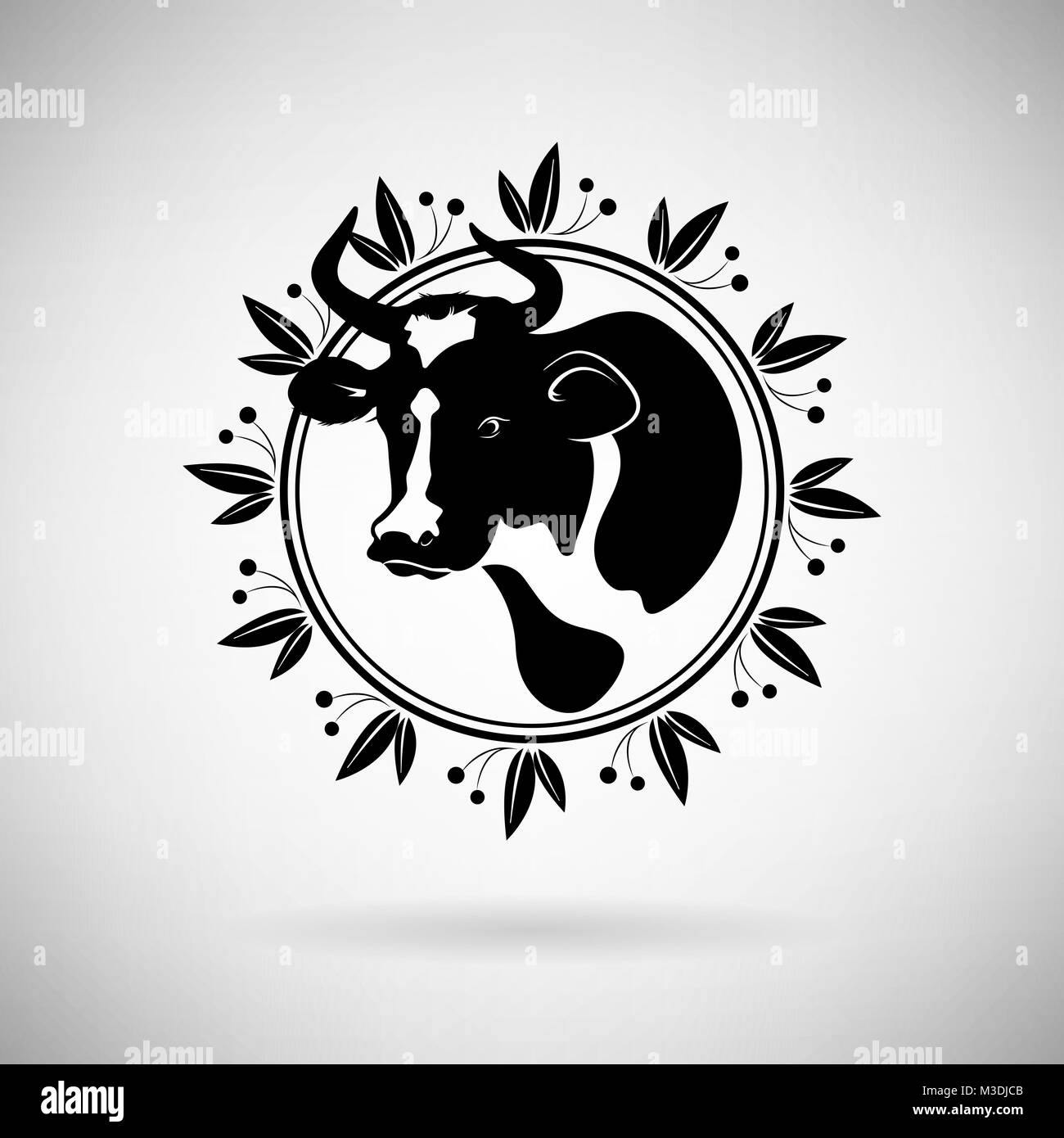 icon cow on a light background Stock Vector