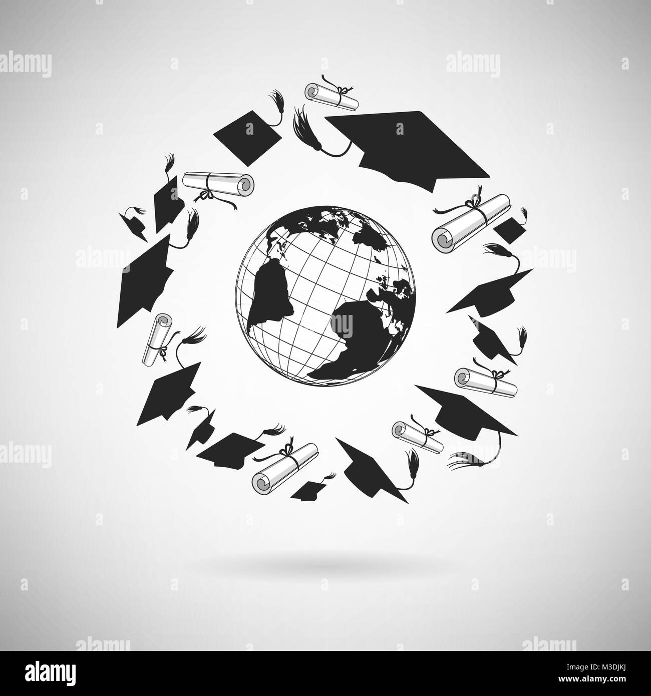 Cartoon earth graduation cap hi-res stock photography and images - Alamy