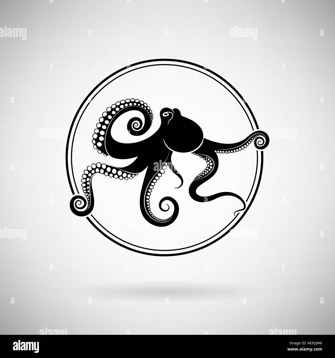 octopus icon on a light background Stock Vector
