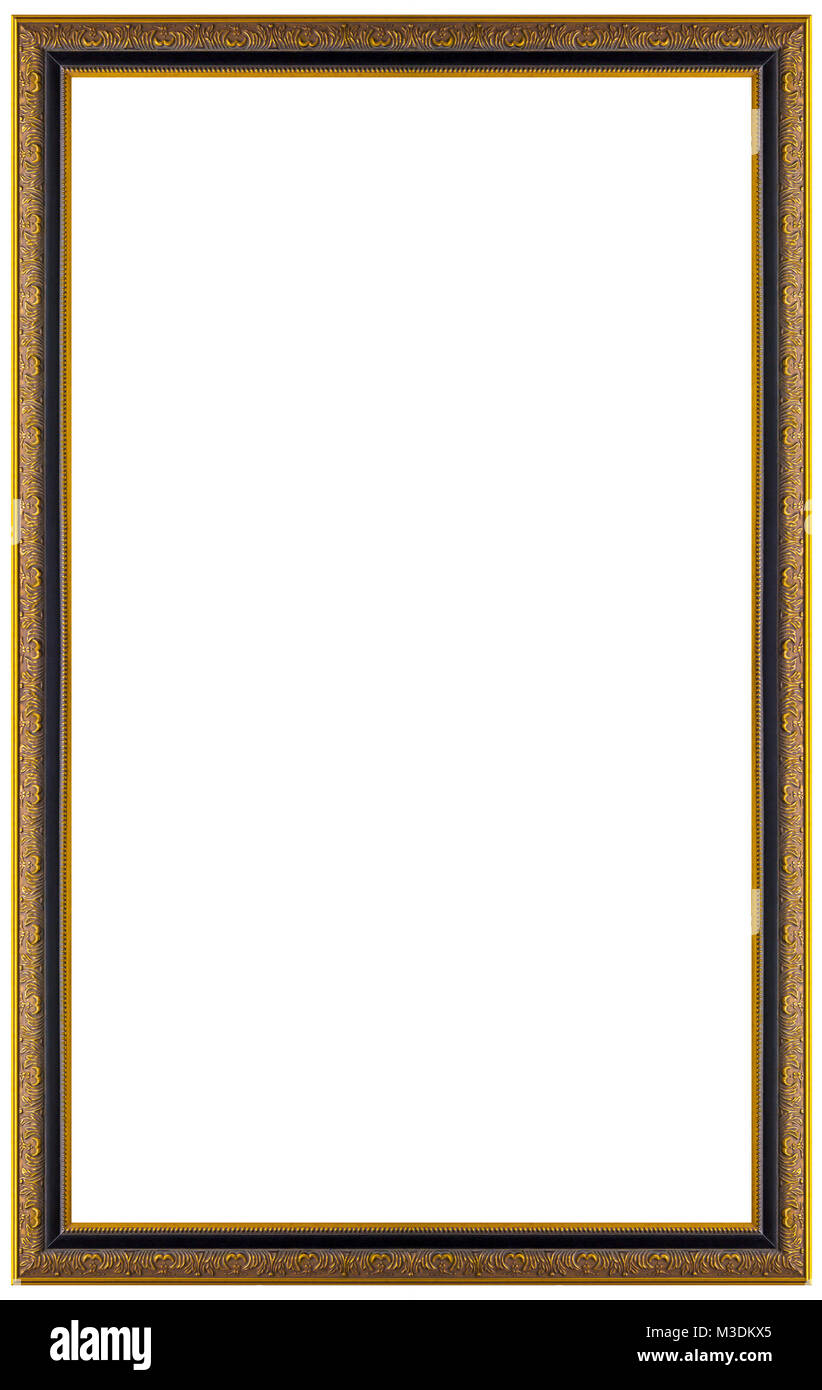 Rectangular gilded wooden Frame Isolated on white background Stock