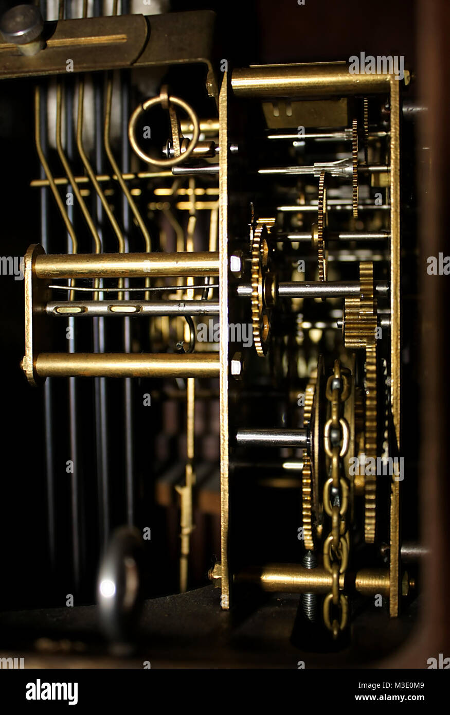 Pendulum clock mechanism Stock Photo