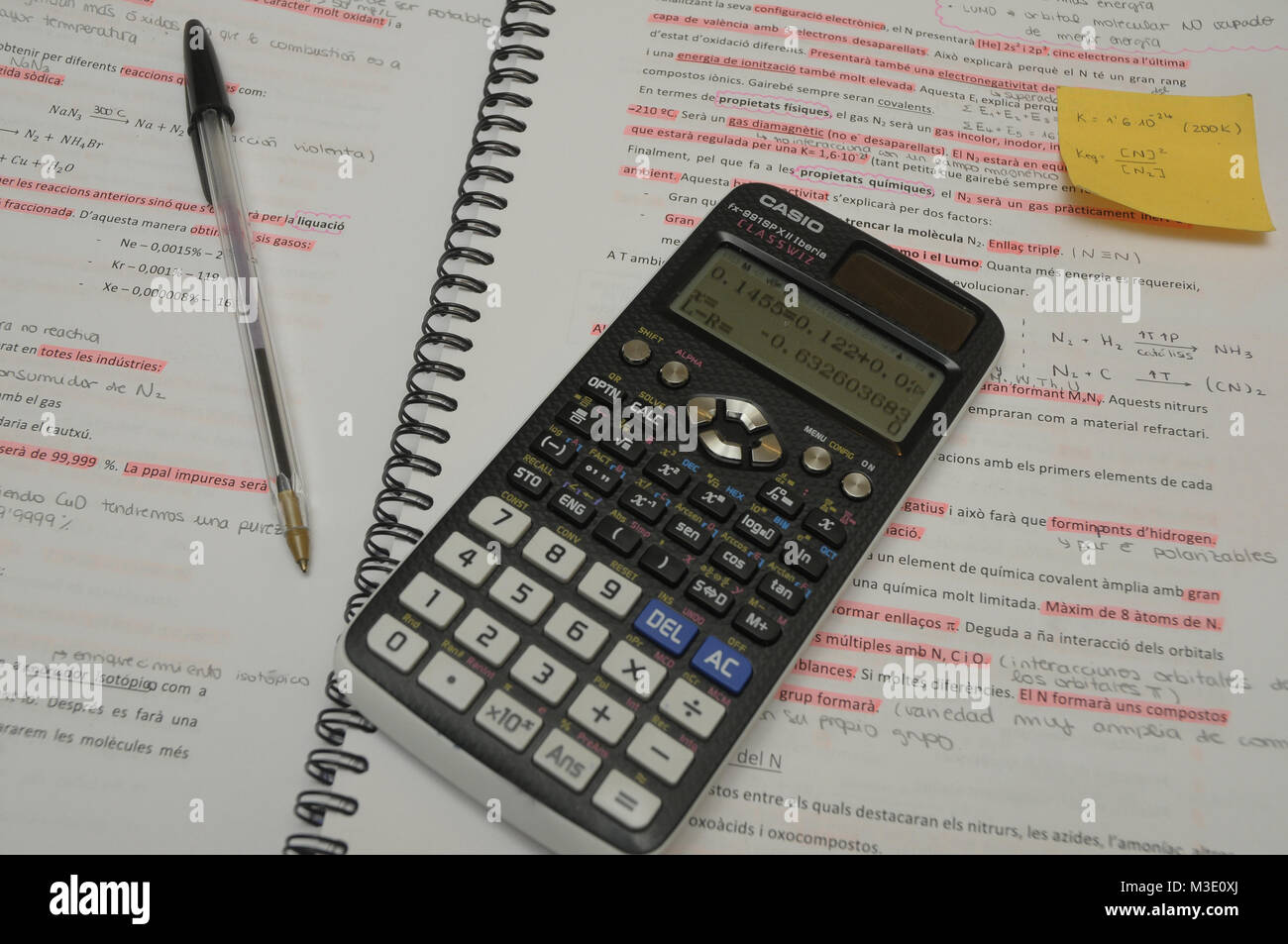 electronic calculator of an chemical engineering student Stock Photo - Alamy