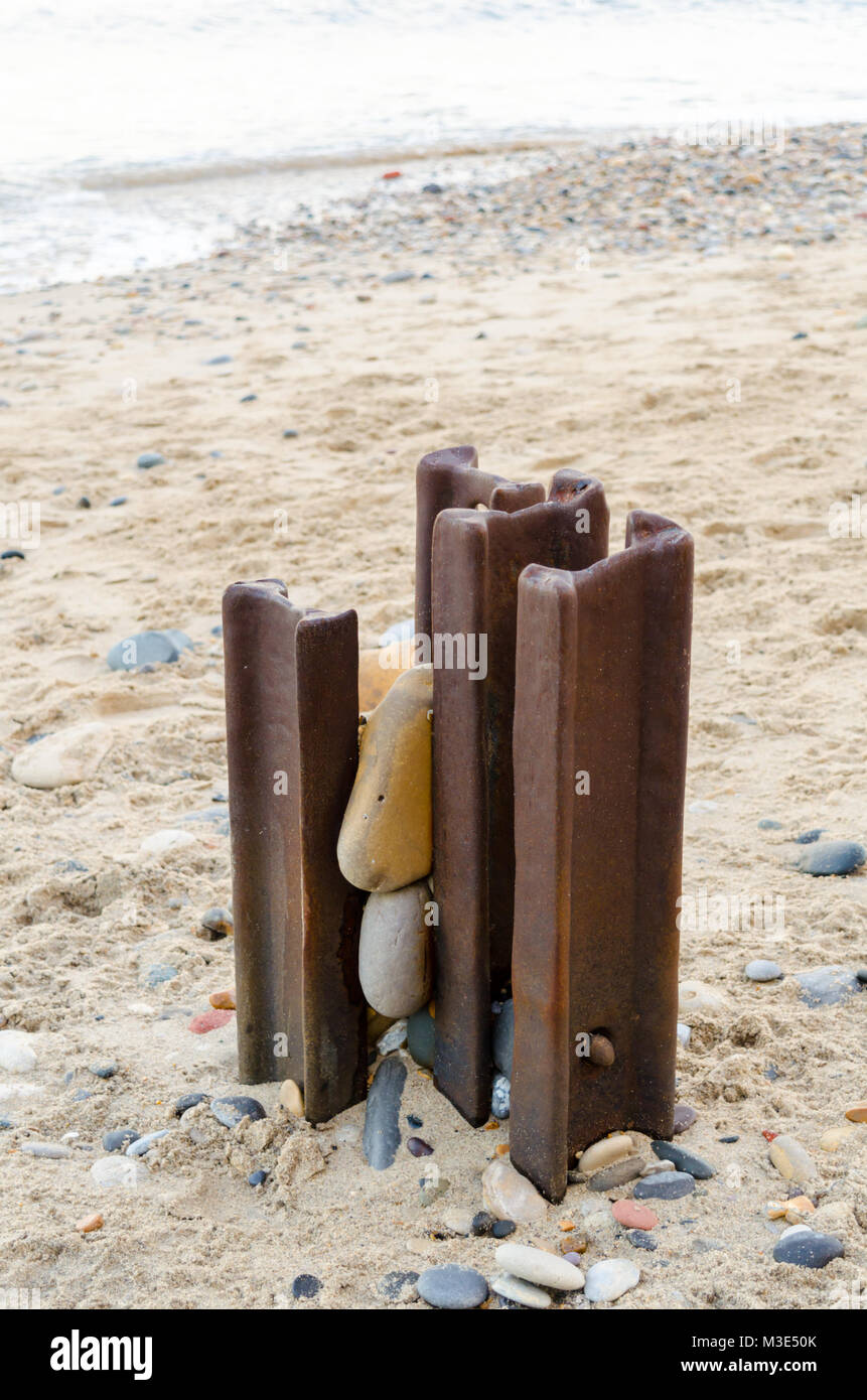 Supports from Old Groynes (1953) on Seaham Beach, Seaham. The Groynes ...