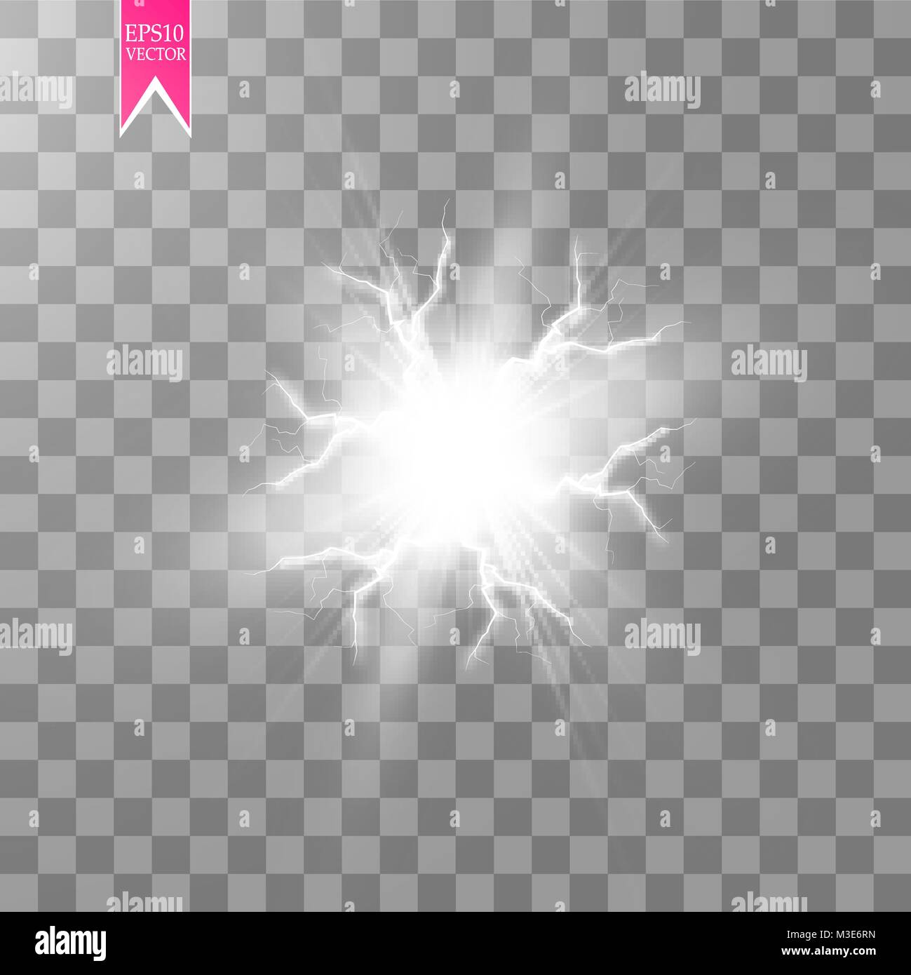 White abstract energy shock explosion special light effect with spark