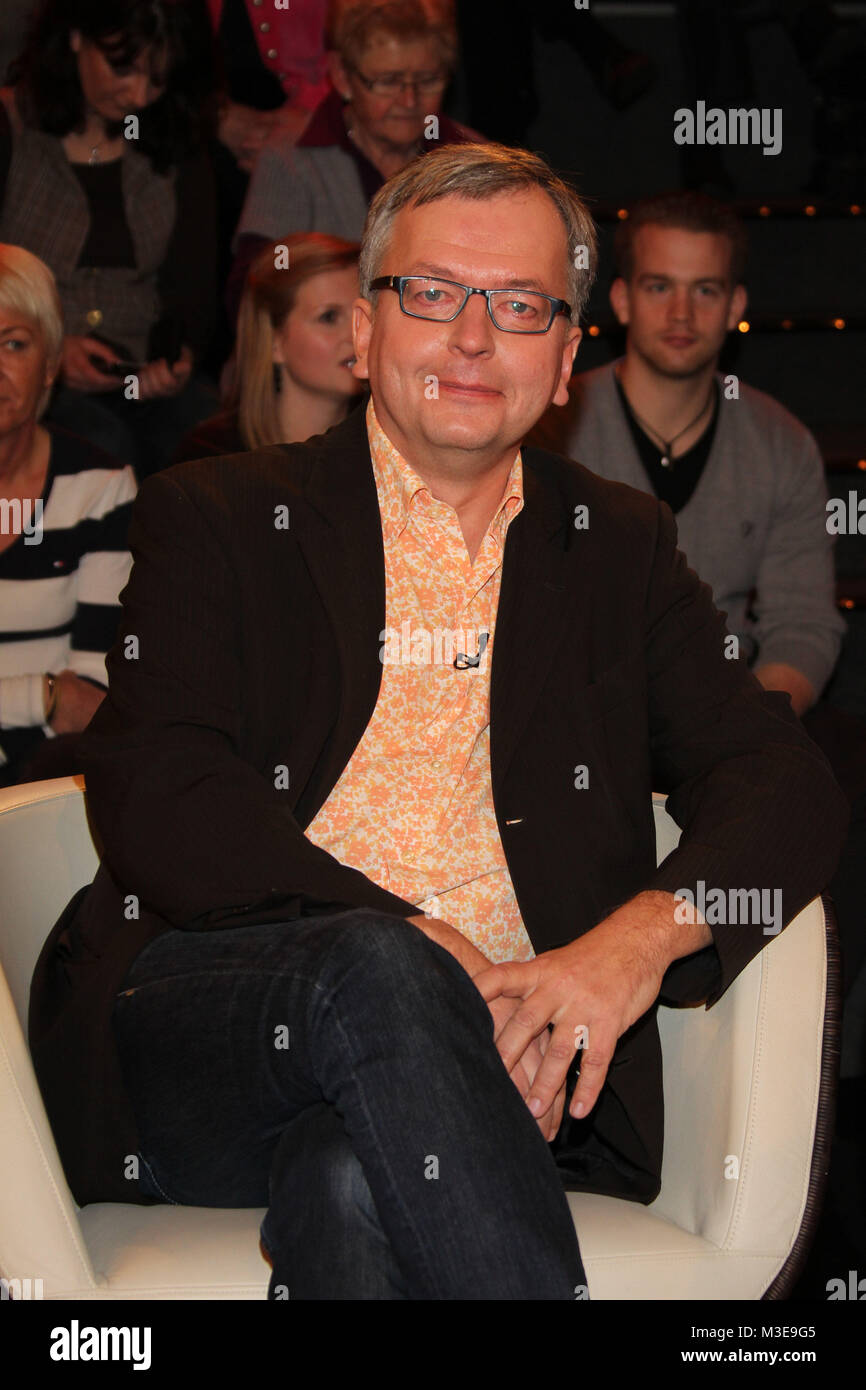 Hans Zippert (Autor, Satiriker), Lanz Aufzeichnung 1 am 11.01.2012 (Ausstrahlung am Mittwoch), Hamburg Stock Photo