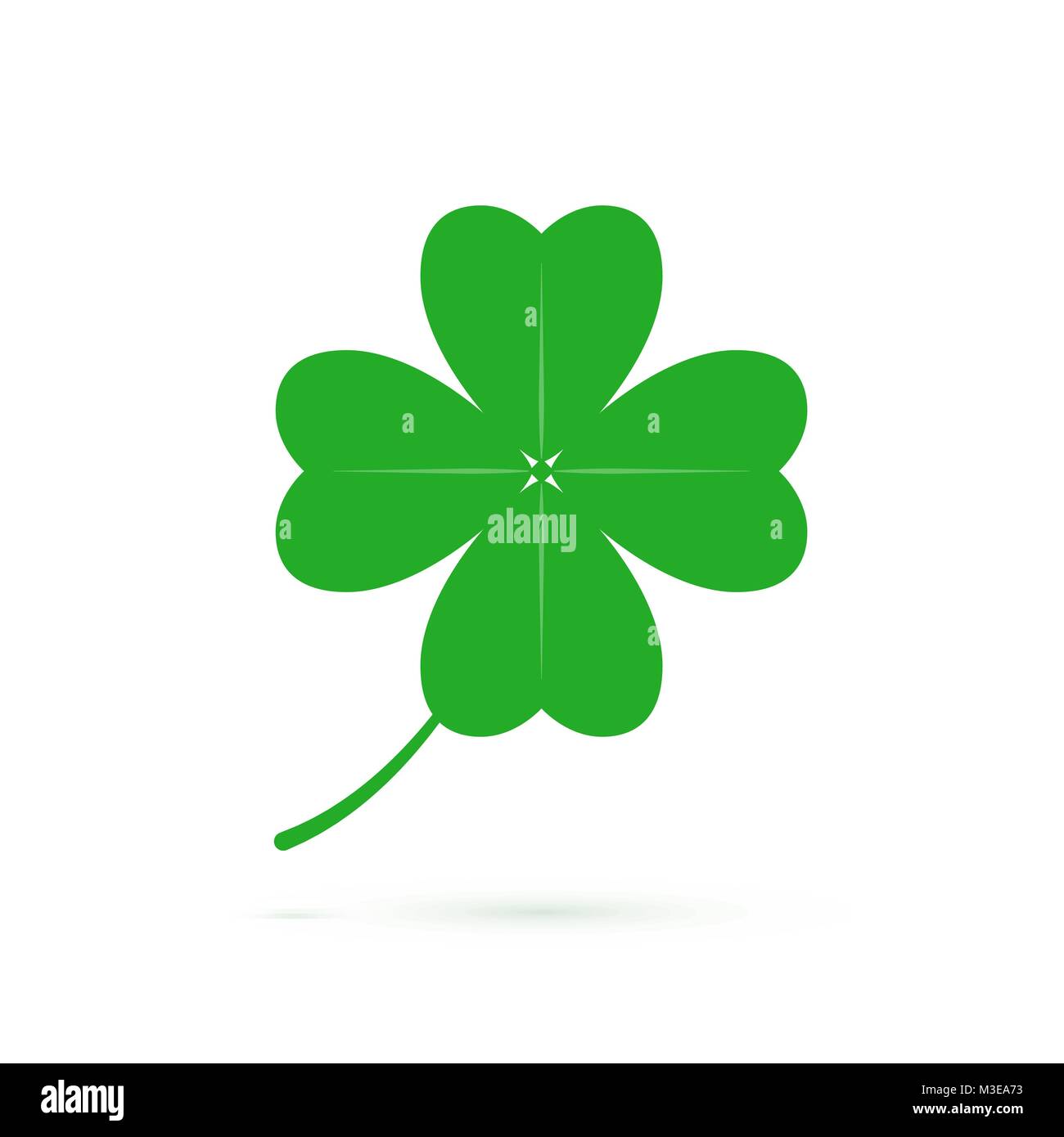 Four leaf clover symbol of luck. Green clover icon isolated on white background. Symbol of St Patrics day. Vector illustration Stock Vector