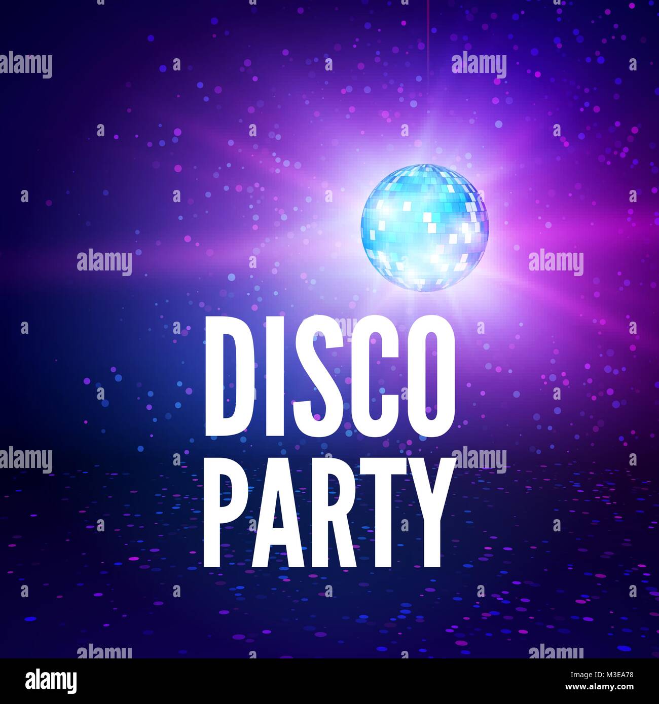 Disco party poster background. Night club disco ball backdrop. Vector illustration Stock Vector