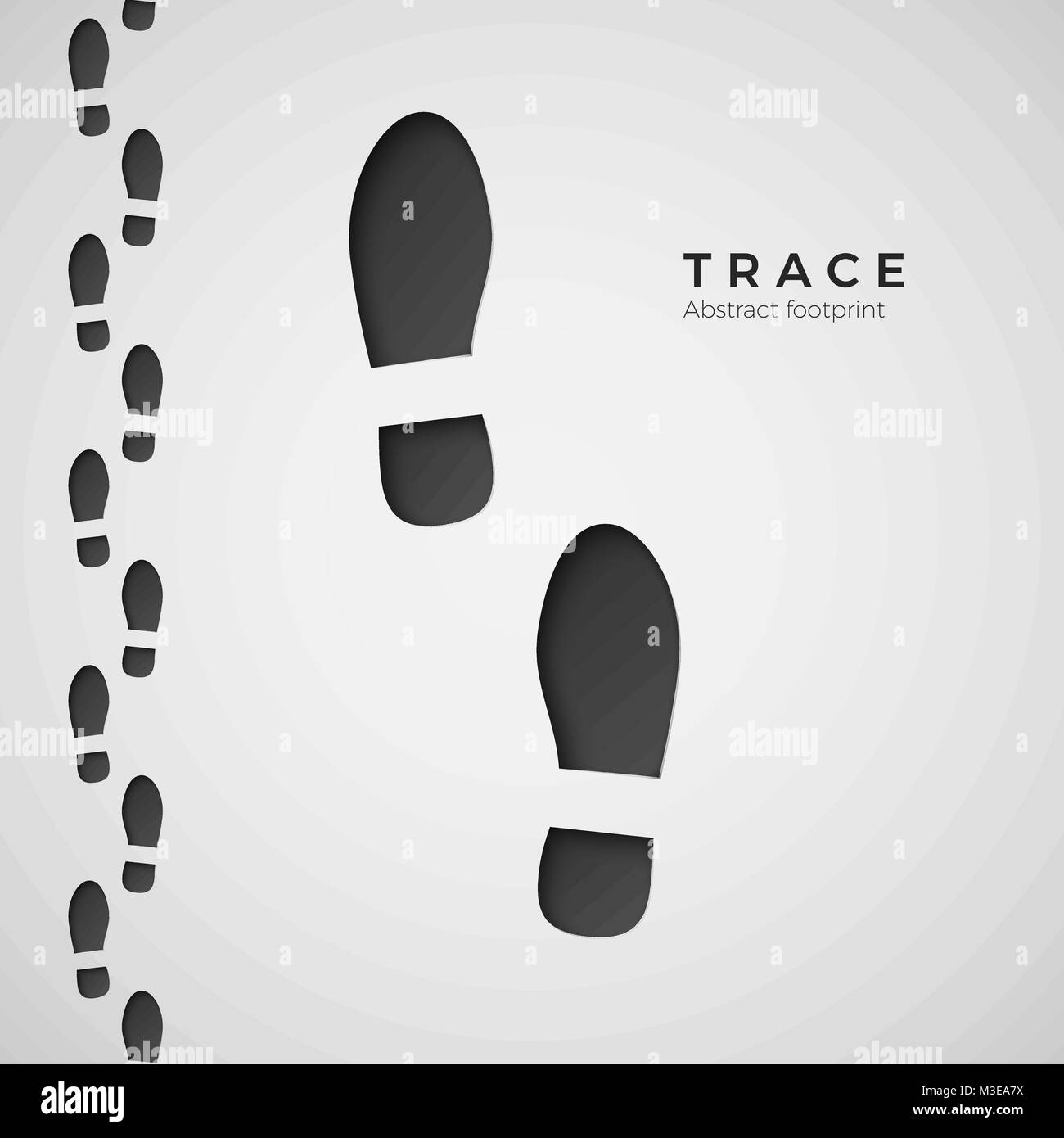 Silhouette of footprint. Trail trodden by boots. Shoe trace. Vector illustration isolated on white background Stock Vector