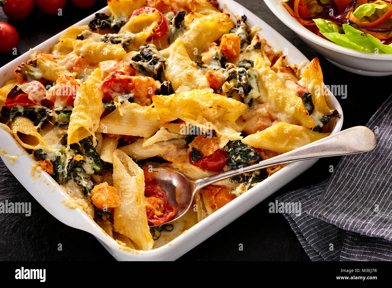 Butternut squash pasta bake Stock Photo