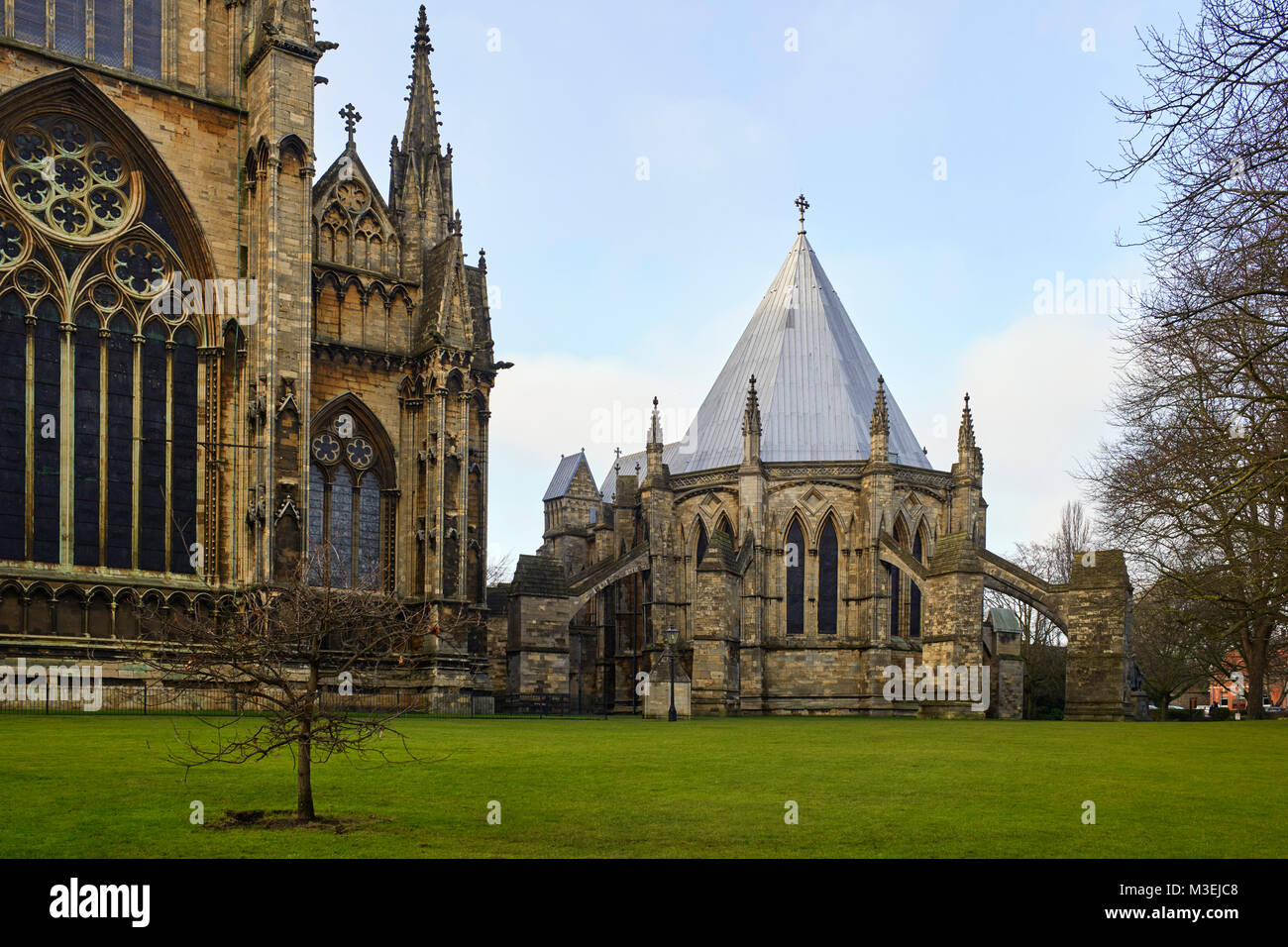 Outside view of the chapter house at Lincoln cathedral Stock Photo