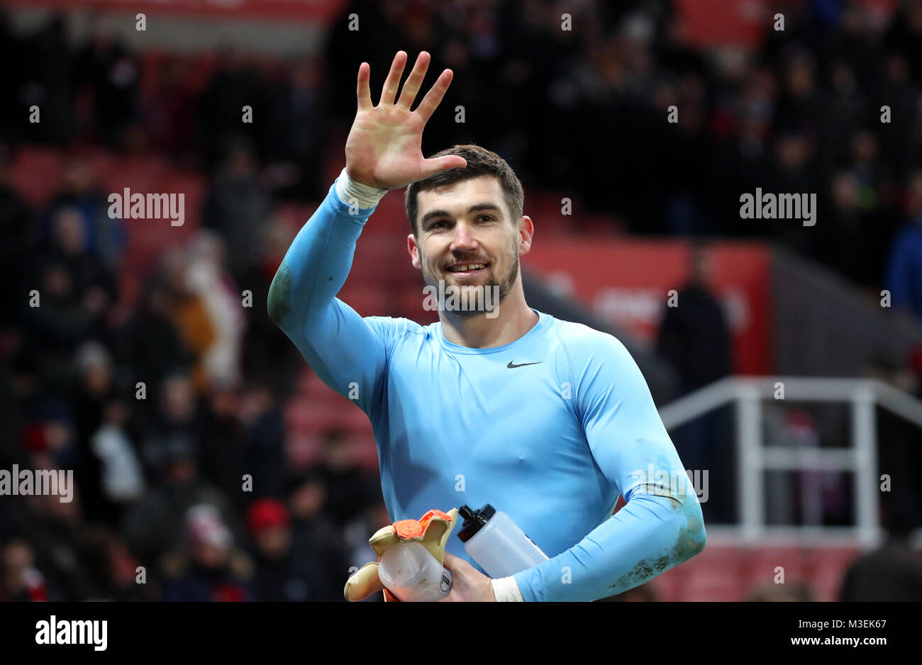 Brighton & Hove Albion goalkeeper Mathew Ryan reacts after the final whistle during the Premier League match at the bet365 Stadium, Stoke. Stock Photo