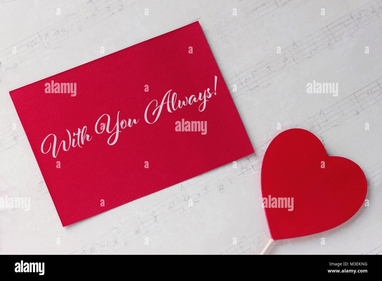 Valentines day greeting card with red heart white paper background and ...