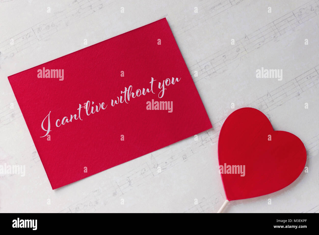 Valentines day greeting card with red heart white paper background and ...
