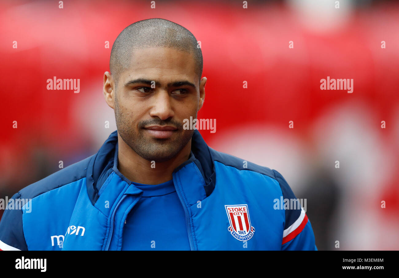 Stoke City's Glen Johnson during the Premier League match at the bet365 Stadium, Stoke. PRESS ASSOCIATION Photo. Picture date: Saturday February 10, 2018. See PA story SOCCER Stoke. Photo credit should read: Martin Rickett/PA Wire. RESTRICTIONS: EDITORIAL USE ONLY No use with unauthorised audio, video, data, fixture lists, club/league logos or 'live' services. Online in-match use limited to 75 images, no video emulation. No use in betting, games or single club/league/player publications Stock Photo