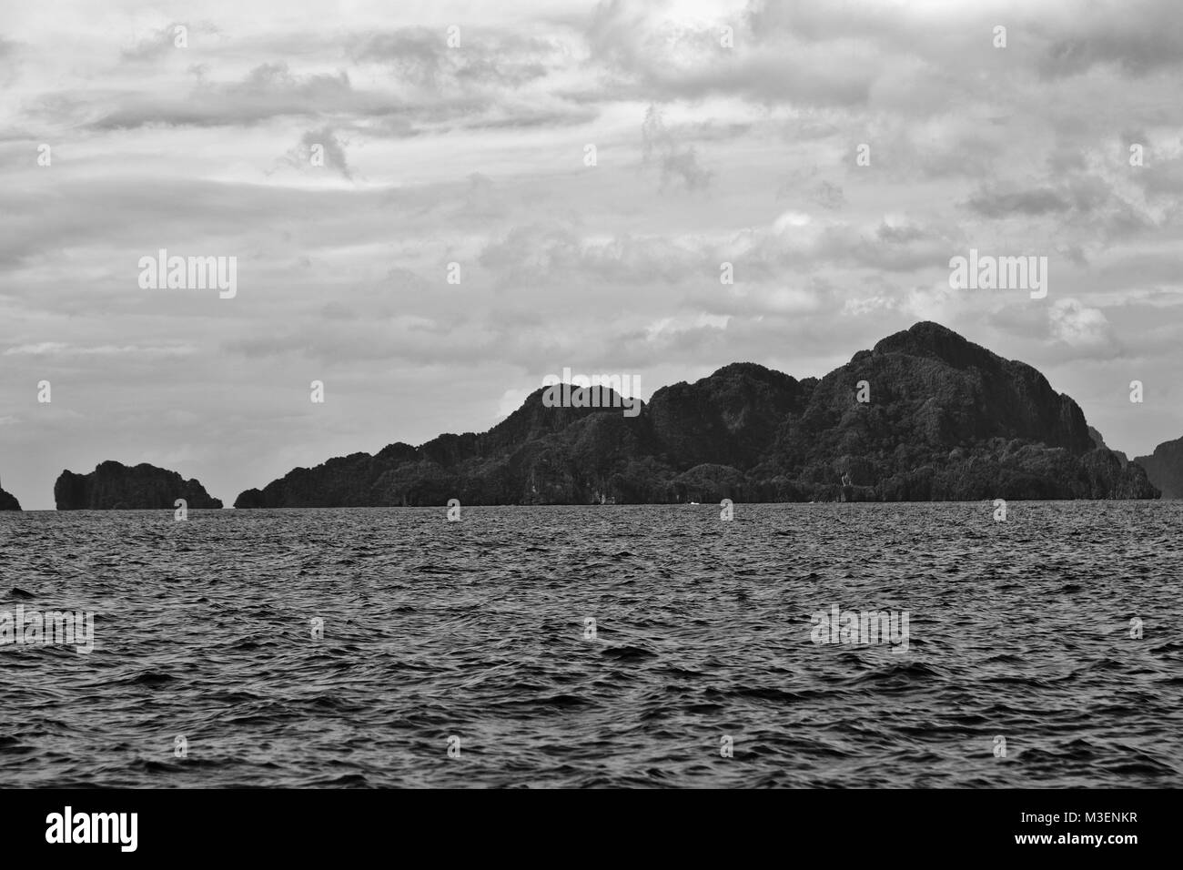 from a boat  in  philippines  snake island near el nido palawan beautiful panorama coastline sea and rock Stock Photo