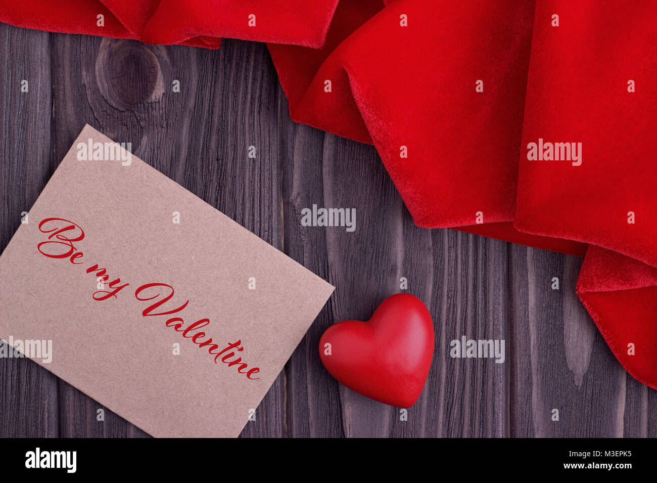Valentines day greeting card with red heart and lettering Stock Photo ...