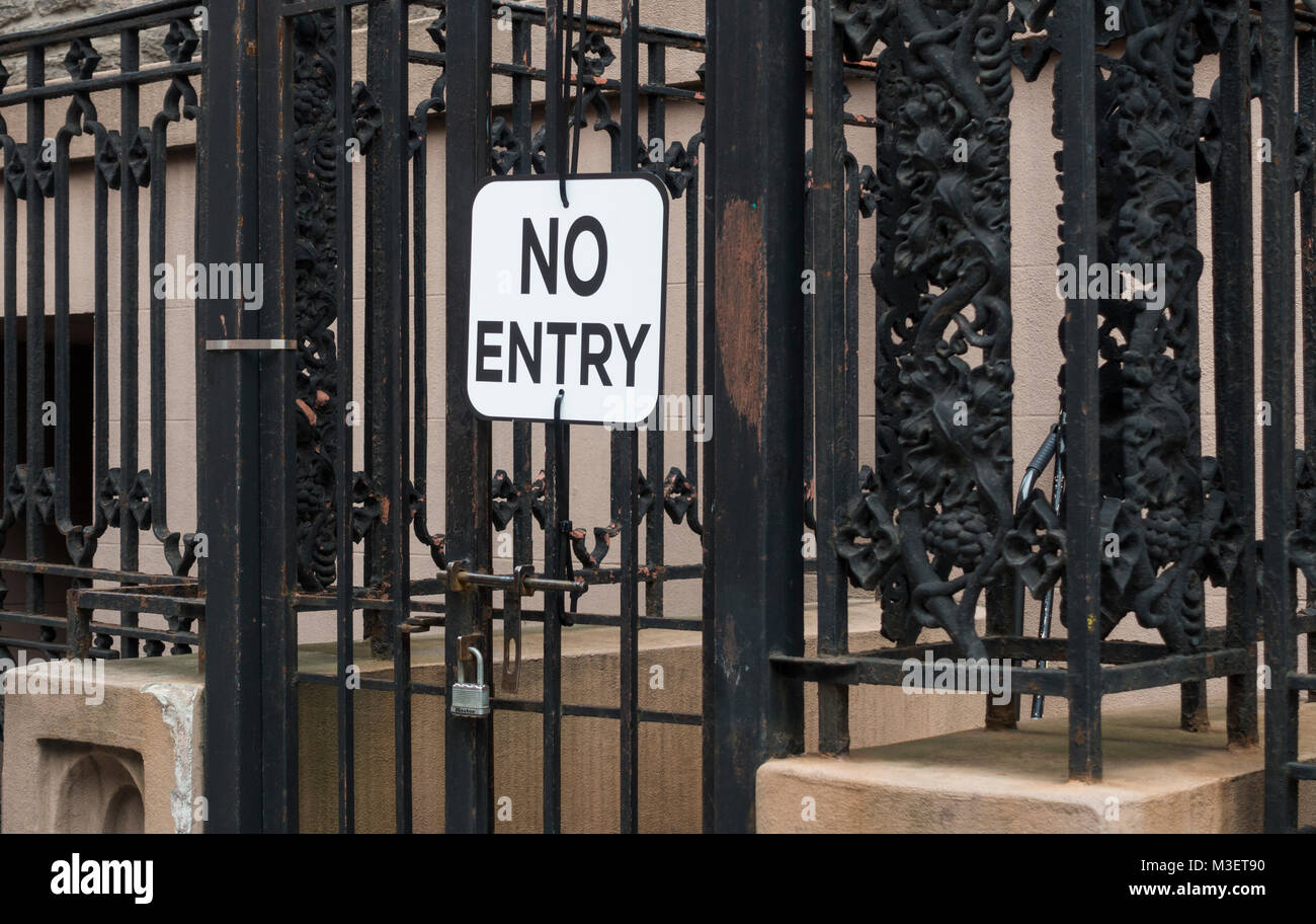No Entry sign on a gate of a private entrance Stock Photo