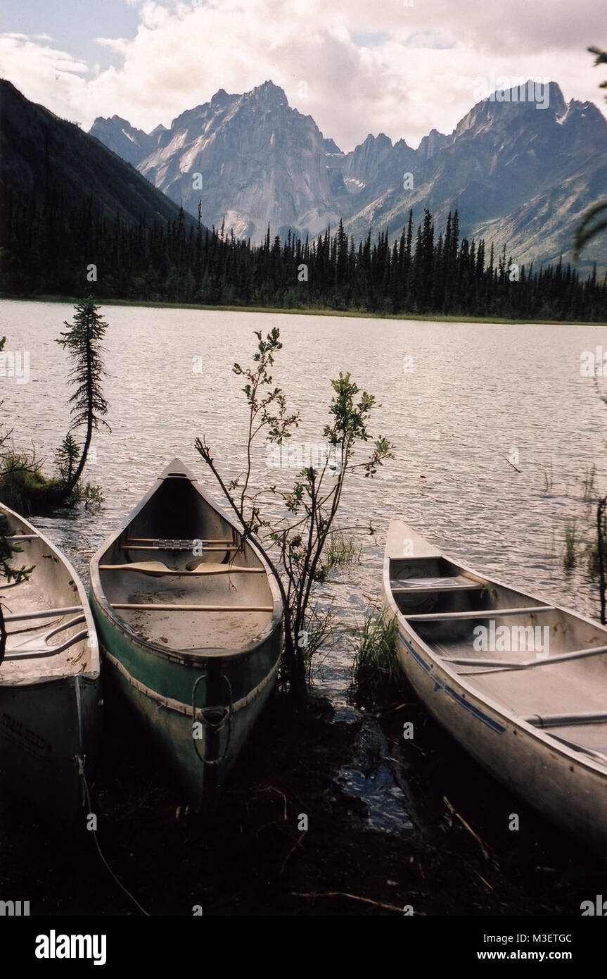 Canoeing on Glacier Lake,Northwest Terrritory,Canada Stock Photo Alamy