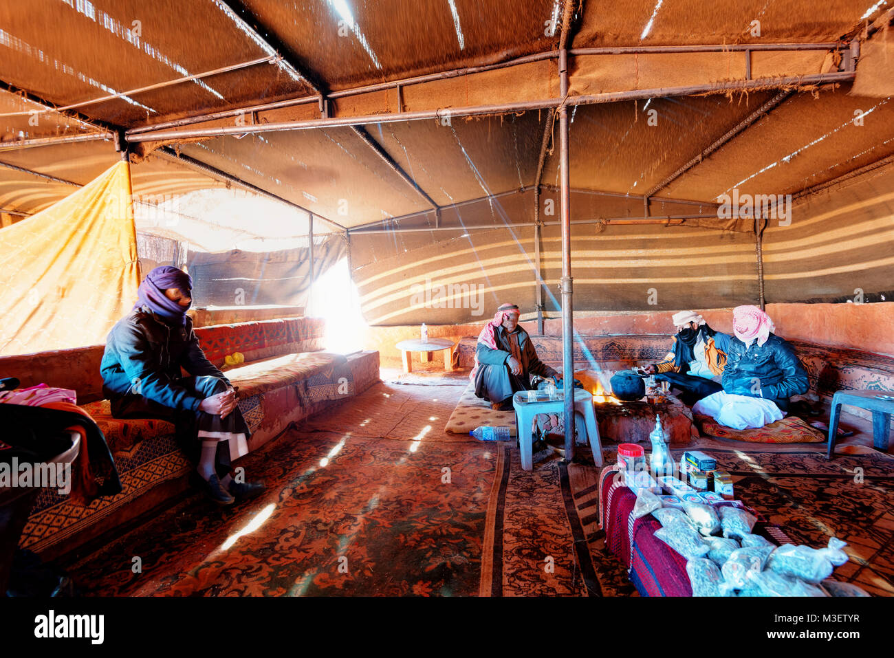 Beduin Tent in Wadi Rum taken in 2015 Stock Photo
