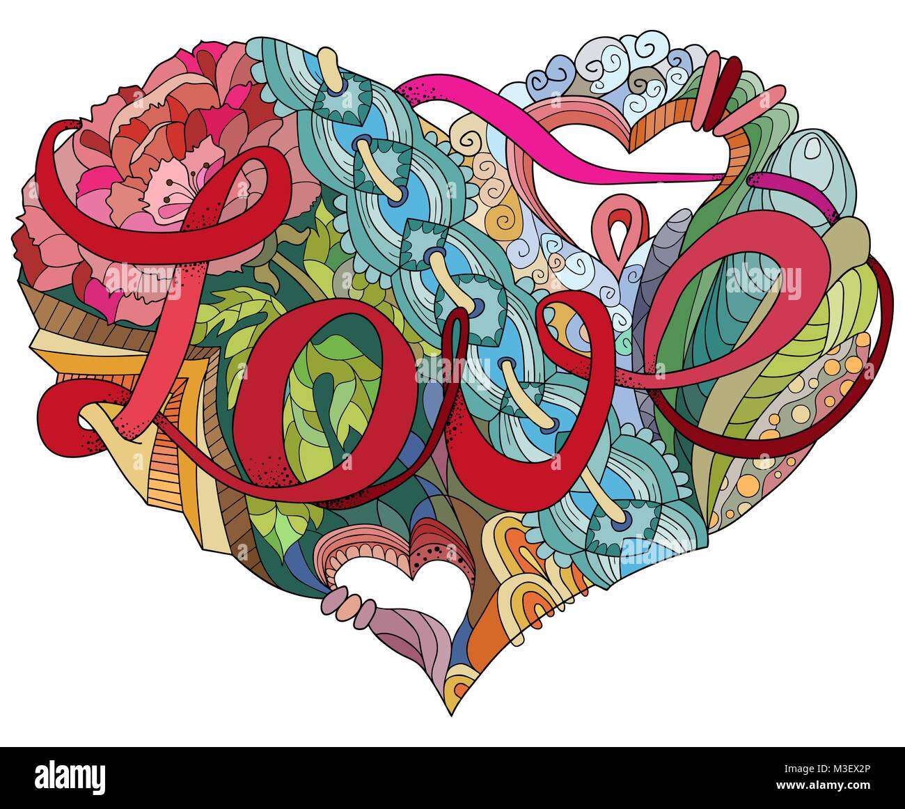Sketchy Doodle Heart Illustration with word LOVE Stock Vector Image ...